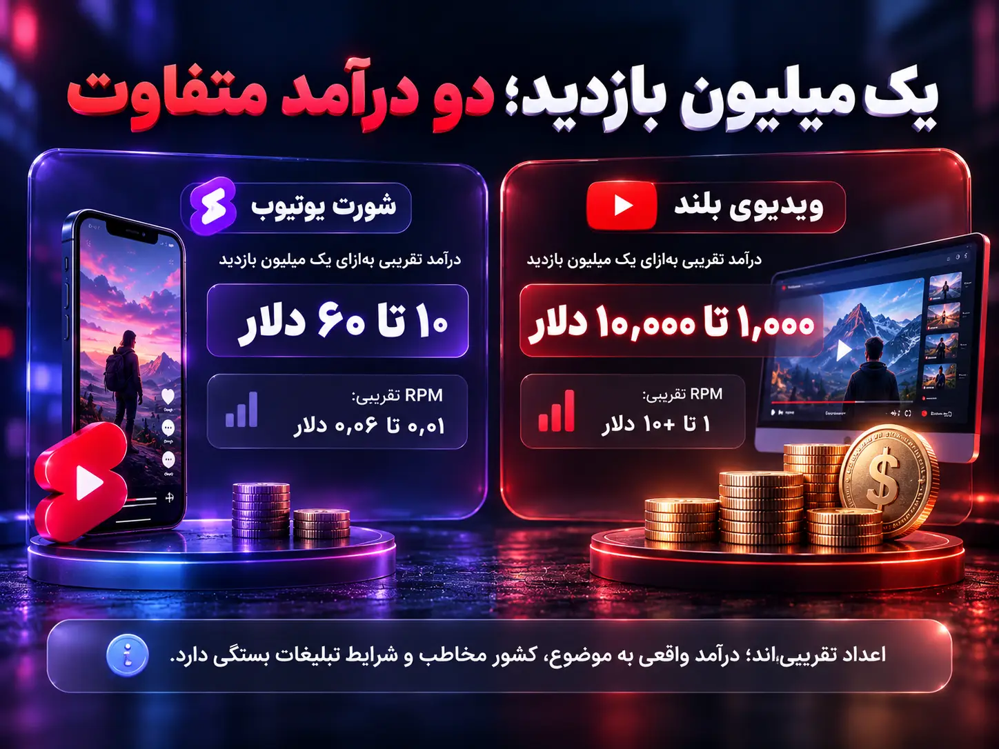 درآمد ویدئوهای کوتاه یوتیوب